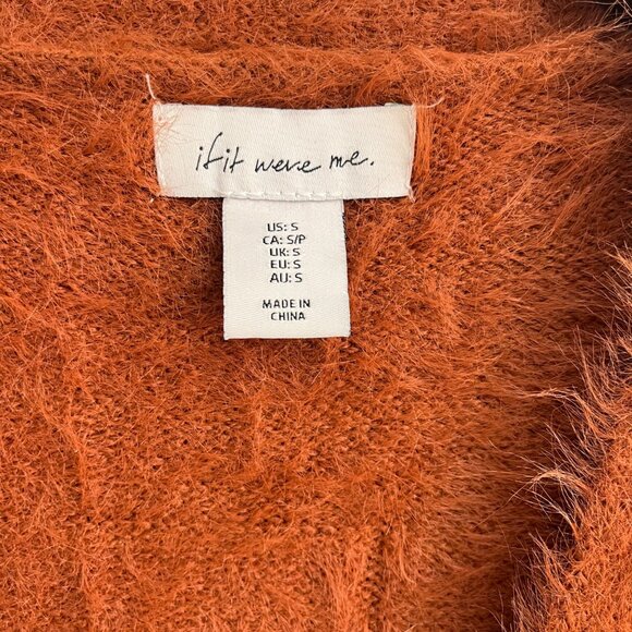 If It Were Me Oversized‎ Fuzzy Rust Orange Button-Up Cardigan Sweater Small - Picture 2 of 5